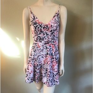 “NEW ARRIVALS” AQUA Dress Sleeveless V-Neck Floral Quilted Skater Dress